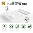 6 Pack White Serving Tray - 9 x 13 Inch, Heavy Duty White Serving Trays and Platters for Party - Premium Serving Platters - color: White