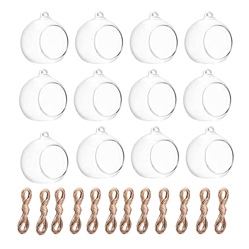 Hanging Glass Candle Holder, Globe Glass Tea Light Holder, Hanging Glass Vase, Flower Plants Terrarium, Glass Orbs Container, Micro Landscape DIY for Home, Office, Wedding (2.36" 12Pcs) - color: 2.36"12pcs