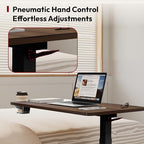 SANODESK Medical Adjustable Overbed Bedside Table with Hidden Casters, Pneumatic Mobile Laptop Computer Standing Desk Cart with Tray, Hospital and Home Use(27.6" W x 15.7" D, Walnut) - color: Walnut, size: Small