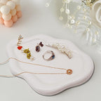 Ceramic Jewelry Dish for Women, Jewelry Tray Trinket Dish, Irregular Cloud Shape Ceramic Plate, Watch Keys Tray Ring Dish Holder for Mother's Day/Christmas/Thanksgiving/Birthday Gift(White) - color: White