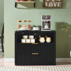 LEYAOYAO 31" Wide Fluted Nightstand with Charging Station, Oversized Extra Large 2 Drawers Night Stand,Black Wood Bedside Table,Tall Bed Side End Tables,Modern Chest of Drawers Dressers for Bedroom - color: Black, size: 2 Drawers