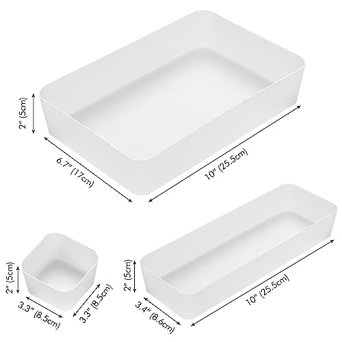 Poeland 20 Pcs Drawer Organizer Tray Storage Box for Bedroom Dresser Bathroom Kitchen, Frosted - size: 20pcs
