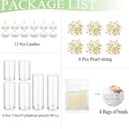 Set of 6 Glass Cylinder Vases for Centerpieces with 4 Pack Vase Filler 6 Pearl String 12 White Floating Candles for Centerpieces, Center Pieces for Table Wedding Party Home Decor 5, 6, 8 Inch - style: 6 Set(5,6,8Inch)