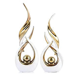 Querro Modern Abstract Ceramic Statue - Elegant White & Gold Decor for Home Living Room, Dining Table Centerpiece & Office Shelf | Luxury Aesthetic Sculpture