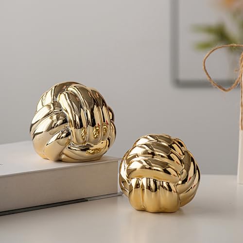 Ochine Silver Knot Decor Ceramic Chain Link Decor, Silver Decor Knot, Coffee Table Decor, Aesthetic Shelf Decor, Modern Minimalist Home Decor Statue for Decorative Books, Decorative Objects - color: C