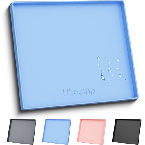 ukeetap Extra Thick Silicone Mat Waterproof with Raised Edge 22" x 19", Under Sink Mat for Kitchen & Bathroom, Kitchen Cabinet Liner, Multi-Purpose for Storage & Protection, Blue - color: Blue, size: 22" x 19"
