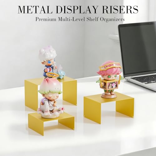 Gonice Metal Display Riser, 2 Sets Gold Display Stands for Dessert, Cupcake and Funko Pop Figures - color: gold
