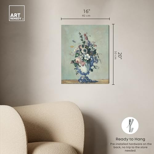 Art Remedy Paul Cezanne-Flowers In A Rococo Vase Vintage Classic Canvas Wall Art, Gallery Wrapped, 16"x20" - color: Gallery Wrapped, size: 20"L x 16"W