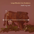 Lion Statue for Decor, Wooden Figurines, 10 Inch Wide - size: Lion
