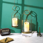 4" & 6" Wide Handmade Sturdy Glass Cylinder Jar with Metal Stand in Antique Brass, Display Glass Container for Candles and Plants, Hurricane Lantern, Candle Holder, Industrial, Farmhouse, Outdoor - size: 6"x15" 4"x11"