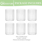 Glasseam Glass Cylinder Vases for Centerpieces: Clear Ribbed Flower Vases for Pillar Candle - 6Pcs Modern Hurricane Floating Candle Holder for Table Wedding Centerpieces Living Room Decorations