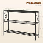 Hoctieon Industrial Console Table, 3 Tier Entryway Table, Hallway Table, Narrow Sofa Table with Shelves, Entrance Table for Entryway, Living Room, Foyer, Hallway, Office, Black - color: Black