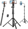 74" Flexible Phone Tripod, Tall Cell Phone Tripod with Adjustable Gooseneck & Remote, Portable Camera Cellphone Stand for Video Recording, Compatible with iPhone Android - size: 74 inch