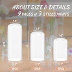 Glass Bud Vases Set of 9 - Clear Flower Vases for Centerpieces, Small Glass Vase Modern Bud Vase for Wedding Party Dining Table Centerpieces, Living Room Decorative, Home Decor - size: 9 Pcs