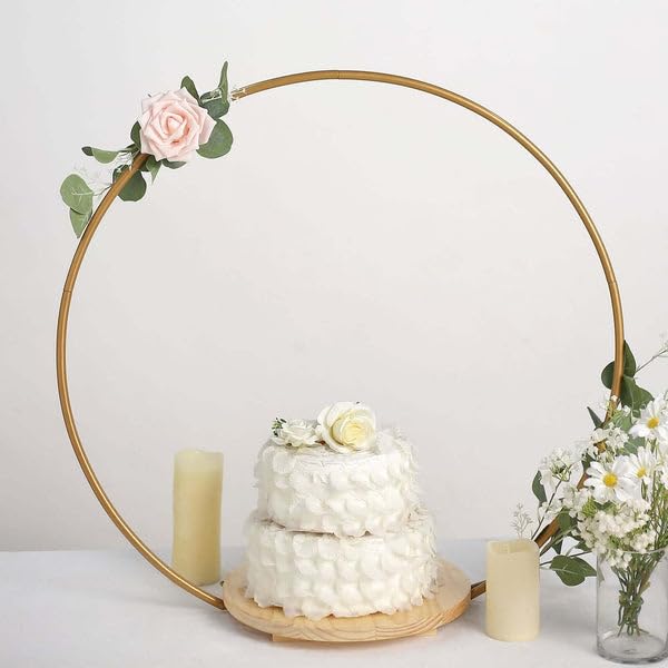 Tableclothsfactory Round Wedding Arch Cake Stand, Metal Floral Centerpieces Display - 33"