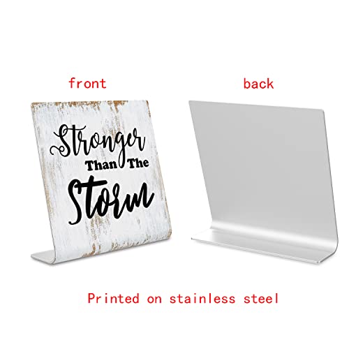 Inspirational Quotes Decor Gifts for Women, Motivational Desk Sign, Decoration On Shelf Table Desk for Living Room Home Office Gift for Sisters Friends Nurse Worker Daughter Son Coworker dksg9 - style: stronger than the storm