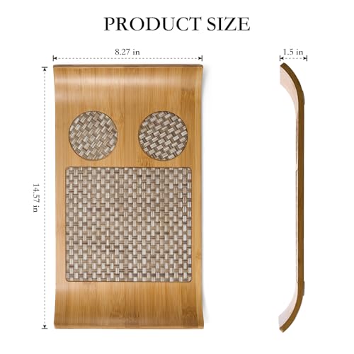 Bamboo Serving Tray of Boat Shape,Decorative Ottoman Tray for Coffee Table, Tray Decor for Bathroom Living Room, Breakfast in Bed