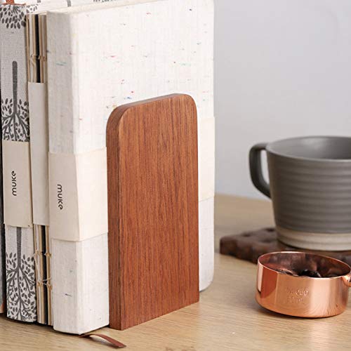 Muso Wood Book Ends for Shelves, Non-Slip Bookends, Heavy Duty Wooden Bookend Support for Books and Movies (Sapele 2 Pairs) - color: Sapele-2 Pairs