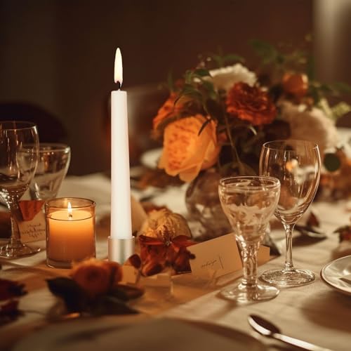 FoldTier 24 Pcs Bronze Taper Candle Holders Bulk for Pillar Candles Wedding Metal Short Candlestick Holder Bronze Centerpieces Decoration for Wedding Anniversary Dinner Party - color: Bronze