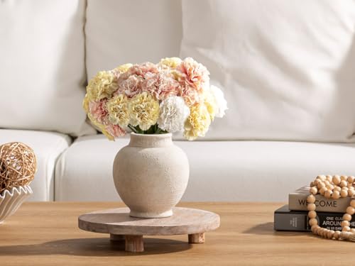 Ceramic Rustic Farmhouse Vase, White Small Flower Vase Decorative Vase Short Pottery Vases for Home Decor Table Living Room Entryway Mantel Bookshelf Bedroom Bathroom Kitchen - 6 Inch White - color: 6"h - White
