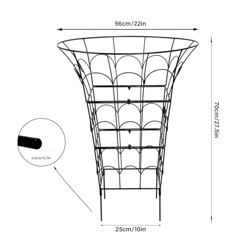 COOOXIM 27.5 x 22 Inches Peony Cages & Supports - Heavy Duty Metal Plant Obelisk Trellis for Outdoor Use, Perfect for Peonies, Roses, and Climbing Vines - Durable Garden Support Ring in M Shape - size: 27.5"x22"
