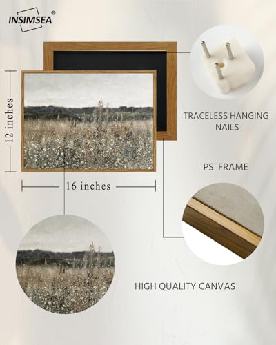 InSimSea Framed Canvas Wall Art Vintage Decor, Classical Oil Painting Canvas Prints Champ fleuri Vintage Wall Art for Home Room Bathroom Decor, 12"x16" - color: Champ Fleuri, size: 16"L x 12"W