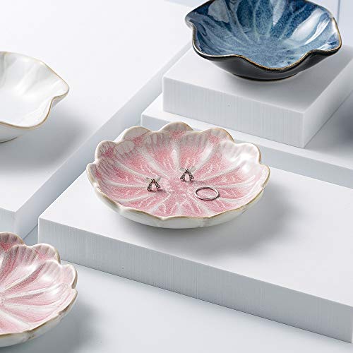 Mecaikru jewelry dish, flower shape ring dish, pink earring tray, cute jewelry holder, key bowl, flower pink - color: pink flower