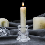 24 Pcs 2.2 Inch High Glass Candle Holders Clear Candle Holder Taper Candles Holders Thicker Glass Candle Sticks Set Clear Candle Stick Holders for Party Wedding Table Decor