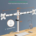 Mount Stand Fits 2 Screens up to 27 inch, 22 lbs. Weight Capacity per Arm (M002-W), White - color: White, size: Dual
