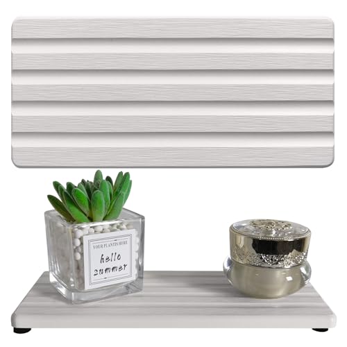 2 PCS Water Absorbing Stone Trays for Bathroom Sink & Kitchen Counter, Fast-Drying Diatomite Sink Caddy, Vanity Tray, Hand Soap Holder with Anti-Skid Pads (White, 8.7" x 4"/22 x 10cm) - color: White, size: 8.7" x 4" (22 x 10cm)