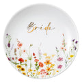 Crisky Bride Jewelry Ring Dish for Bridal Shower Wedding Gifts Engagement Gifts for Bride to Be Bachelorette Bridal Party, Fiance Gifts for Women Floral Trinket Tray - style: Wedding Bride