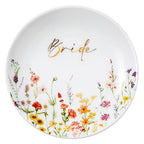 Crisky Bride Jewelry Ring Dish for Bridal Shower Wedding Gifts Engagement Gifts for Bride to Be Bachelorette Bridal Party, Fiance Gifts for Women Floral Trinket Tray - style: Wedding Bride
