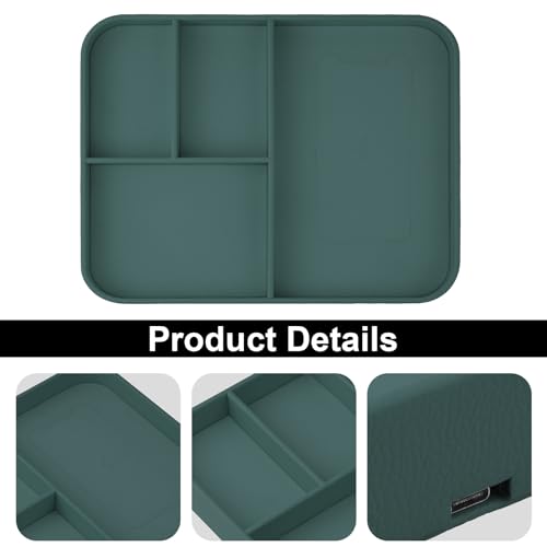 VOVIPO Faux Leather Valet Tray,with 2 in 1 Wireless Charging Compitable With iPhone/17/16/15/15 Plus/15 Pro/15 Pro Max/14/13/12/Wireless earphones,Office/Home Desk Organizers Tray-Mint - color: Mint