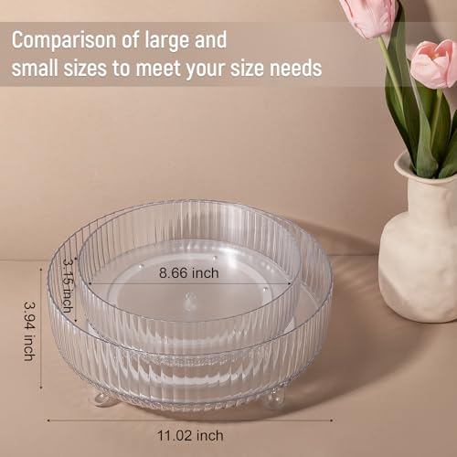 Anyoifax 360 Rotating Makeup Organizer Perfume Tray Skincare Holder Spinning Cosmetic Storage Bathroom Countertop Organizer Lazy Susan Turntable for Dresser, Vanity, Kitchen, Large Clear - color: Clear, size: 11"