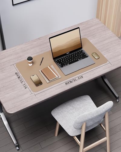 YSAGi Double-Sided Desk Pad, 31.5"x15.7"Leather Desk Mat, Eco Cork Desk Pad Protector,Large Mouse Pad,Waterproof Desk Blotter for Office/Home(Apricot) - color: Apricot+cork, size: 31.5"x15.7"