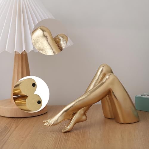 Golden Legs Sculpture Elegant Resin Home Decor Legs Statues Versatile Indoor/Outdoor Ornament, Bedroom, Office Desktop, Cabinets, Perfect (Bowed Leg) - color: Bowed Leg