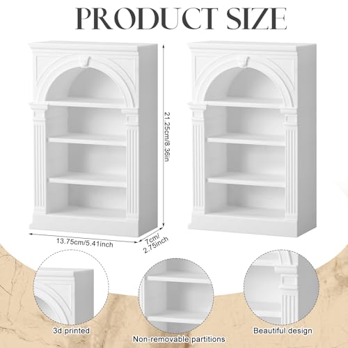 2 Pcs White Bookshelf Decorative Bookends 3D Printed Plastic Bookshelf Designed Decor Bookstopper for Book Lovers Blank Decorative Holder for Mini Book Home Office Decor