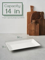 DOWAN 14" Serving Trays, Serving Platters, Ceramic Serving Platters and Trays, Rectangle Plates, Set of 4, for Weddings, Parties, Oven, Microwave, Dishwasher, Heat Resistant, Easy to Clean, White - color: 4 PCS