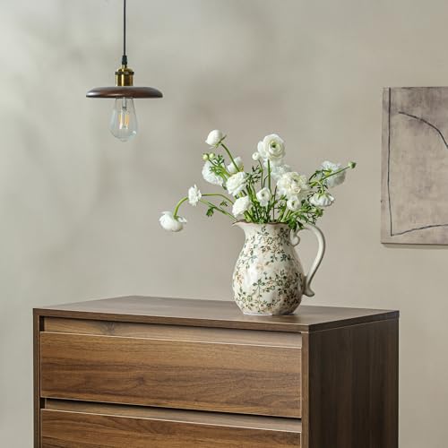 Ceramic Flower Vase | Green Rustic Farmhouse Pitcher Vase for Home Decor, Vintage Floral Tuscan Decorative Vase for Living Room & Kitchen, Mantel & Bookshelf, Centerpieces, Entryway, Wedding(8 Inch) - color: 01-green and Beige
