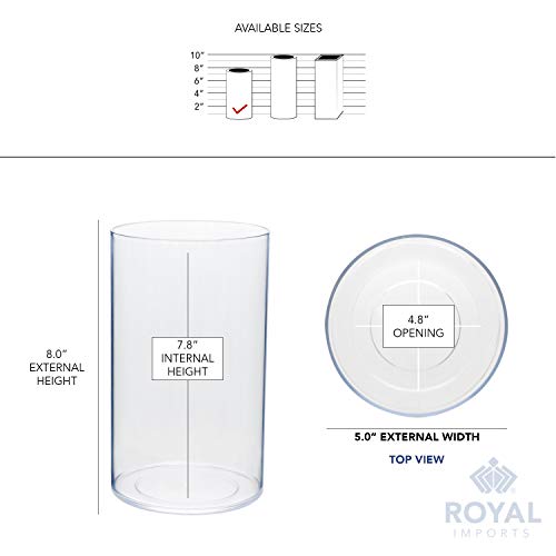 Royal Imports Flower Vase Acrylic Cylinder - Decorative Centerpiece for Home or Wedding - Non Breakable Plastic, 5"X8" Tall Round - Clear - size: 5" x 8" - Single Vase