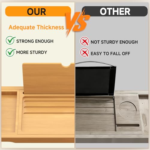 Premium Bamboo Bathtub Caddy Tray with Extending Sides, Adjustable Wood Bath Tray for Luxury Bath, Fits Most Tubs, Accessories Gift Idea - color: Beige 2