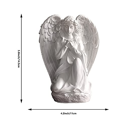YANGMEI Guardian Angel Statue, Resin White Praying Angel Sculpture for Shelf Table Living Room Bedroom Decor Figurine Religious Spiritua Memorial Gift