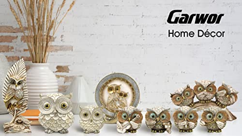 Garwor Retro Owl Statue for Home Decor, 4.2" Antique White Resin Owl Figurine with Artistic Raised Feathers, Cute Mini Bird Sculpture for Bookshelf Desk Shelf Decoration, Gift for Owl Lovers - color: Antique White, size: Small