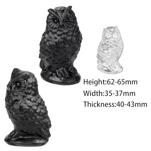 Nupuyai Hand Carved Horned Owl Statue for Home Decor, Natural Black Obsidian Crystal Figurine Stone Sculpture Decoration for Fengshui - style: Horned Owl