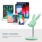 Cell Phone Stand,Angle Height Adjustable Cell Phone Stand for Desk,Cute Rabbit Phone Holder Stand for Desk, Compatible with All Mobile Phones, Tablets(4-10in) (Green) - color: Green