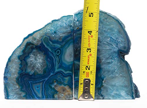 Agate Bookend with Rubber Bumpers Plus (3.5-6 lb, Blue) - color: Blue, size: 3.5 - 6 lb