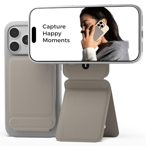 MOFT Phone Tripod Stand Selfie Stick for iPhone, Multi-Angles iPhone Stand, Lightweight & Portable Phone Holder, Strong Magnets, MOVAS Vegan Leather, Travel Essentials, Taupe (Without Card Slot) - color: Taupe x Without Card Slot, size: Wthout Card Slot -
