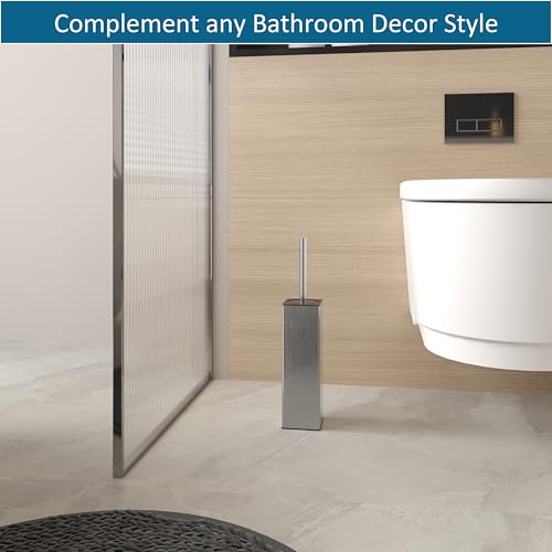BVL Toilet Brush and Holder Set Brushed Nickel Toilet Bowl Cleaner Brush Freestanding for Bathroom - color: Brushed Nickel