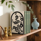 Peacoblue Metal Bookends for Shelves, Modern Decorative Heavy Duty Study Book Ends Stoppers for Office, Desk, Shelf, Room 5.3"x4.3"x7.9" Cast Iron Simple Tall Bookends 1 Pair (Plum Blossom Branches) - style: Plum Blossom Branches