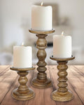 My Fancy Farmhouse Large Wood Candle Holders (Set of 3) - Tall Rustic Pillar Candlestick Stands - Fits 4 inch & 3 inch Pillar Candles - Modern Farmhouse Decor (Walnut Brown) - color: Natural Walnut